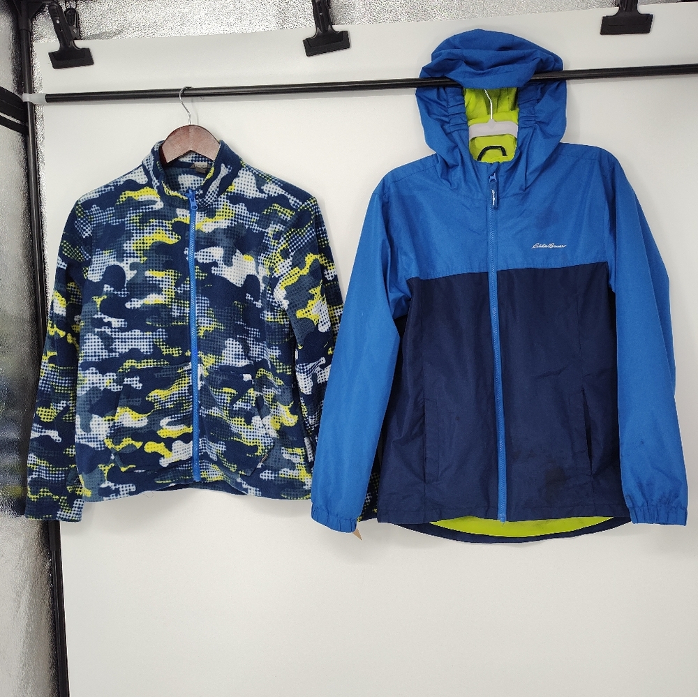 Eddie Bauer Camouflage and Two-Tone Blue 3 In 1 Coat Size Boys Large 14/16